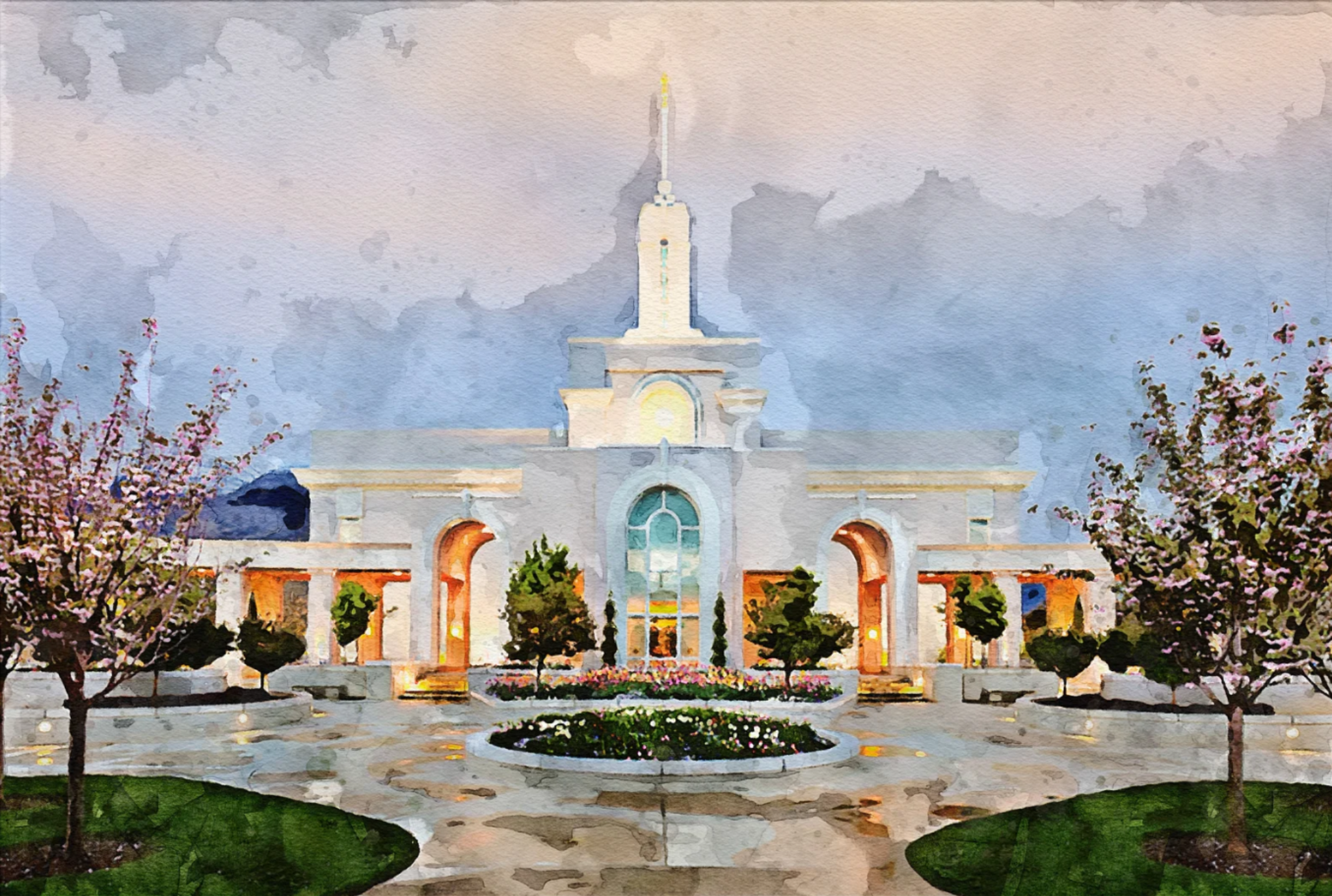 Watercolor ceremony venue exterior